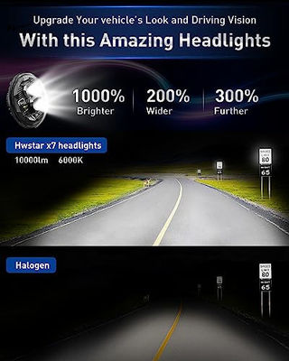 Waterproof 7 Inch Led Headlights Halo Round Turn Signal Hi/Low Sealed Beam for Car