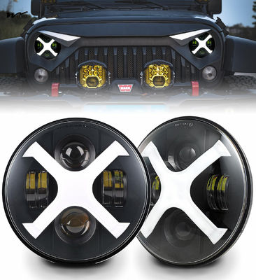 7inch Round LED Headlights X-Style White DRL Blue Turn Signal Vehicle Service Type Car
