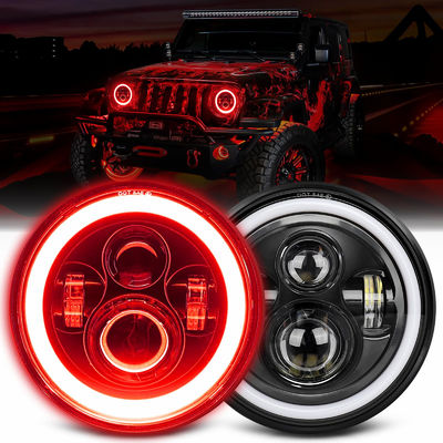 7 inch LED Headlight DOT Round Headlight with Amber Turn Signal and Hell Red Halo