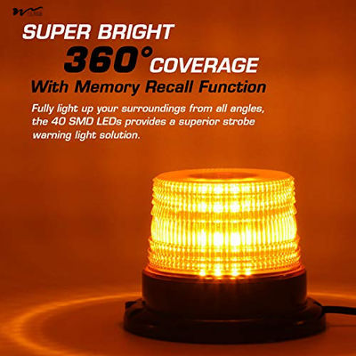 Waterproof LED Strobe Light 12V-24V Amber 40 LED Warning Safety Flashing Beacon Lights