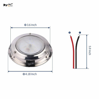 Marine Dome LED Cabin Light Waterproof White Stainless Steel Surface Mount 12V 6.7 inches