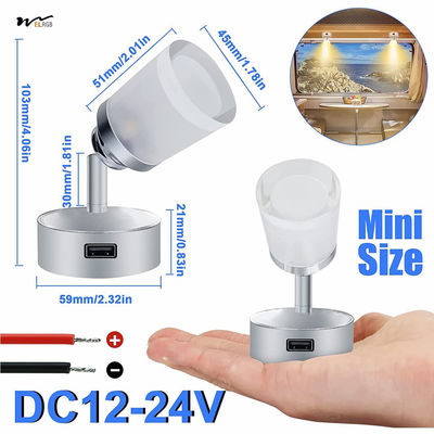 3W Touch Switch Wall Spot Light Caravan Interior Dimmable Bedside USB Reading