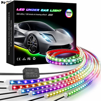 Bluetooth Controlled Car Underglow Lights with Dream Color Chasing 6 Pcs 12V 300 LEDs