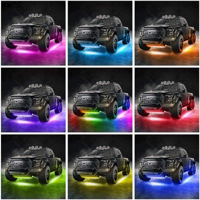 Bluetooth Controlled Car Underglow Lights with Dream Color Chasing 6 Pcs 12V 300 LEDs