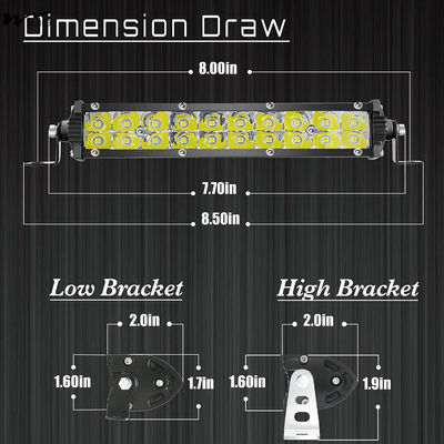 7 Inch Slim LED Light Bar for Truck 60W 6000lm Waterproof Lightbar Working Time hours 50000