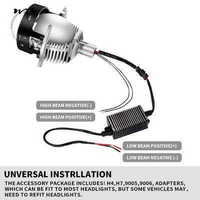 Car Modification Kit Dual LED Projection Lens Headlights for High/Low Beam Function