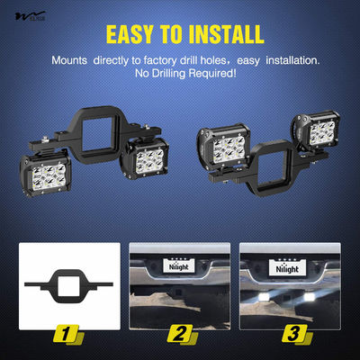2 Pcs 4-inch 60W LED Pods with 2-inch Trailer Hitch Mounting Bracket for Spare Reverse Light