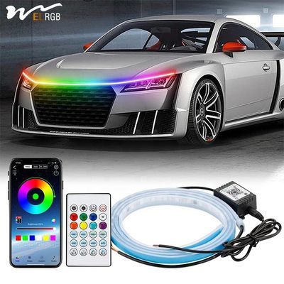 Car Engine Hood Decorative Headlights 12V RGB Multi-Color Waterproof Hood Light Strip