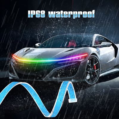 Car Engine Hood Decorative Headlights 12V RGB Multi-Color Waterproof Hood Light Strip