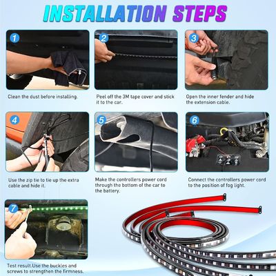 Multi-color Car LED Light Strip with Voice Control and Music Mode 680g Remote Control