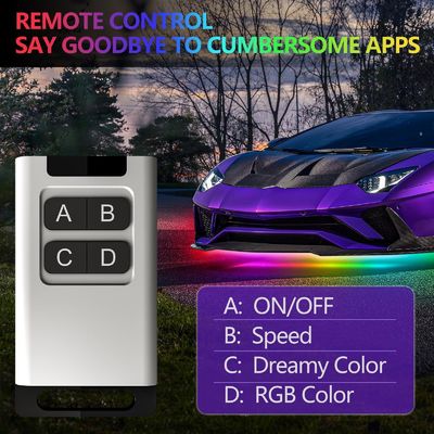 Remote Control Dream Color Chasing LED Car Kit with Rubber Bottom and Dimmable Lights
