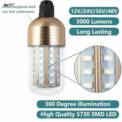 12V 30W IP68 Underwater Fish Finder Lamp Plastic Aluminum LED Night Fishing Light