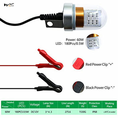 Fresh Salt Water Fishing Lights Underwater Submersible Lure Lamp for Squid and Crappie