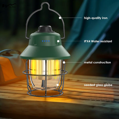 Mini Retro Camping Lights 1000LM Rechargeable LED Camping Lantern Waterproof 3 Light Modes