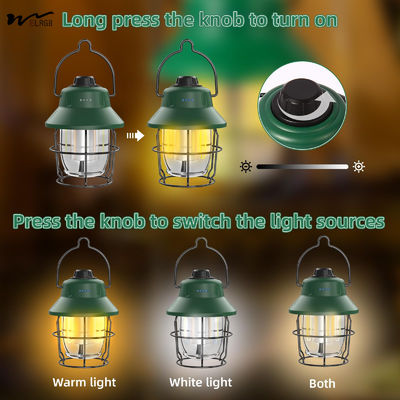 Mini Retro Camping Lights 1000LM Rechargeable LED Camping Lantern Waterproof 3 Light Modes