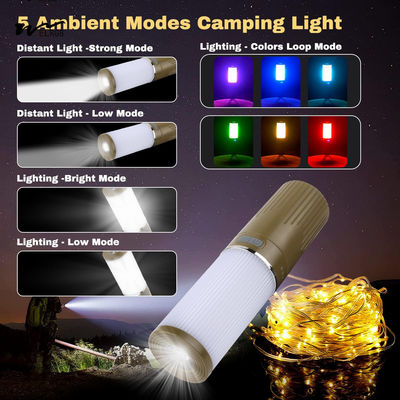 150-Light Plastic Camping Lantern with 49.2FT String 2 in 1 Warm White LED Tent Light