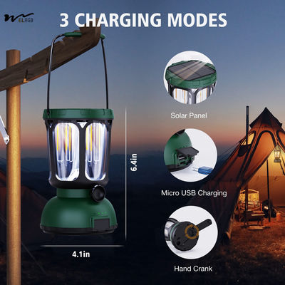 Waterproof 650LM Hand Crank Solar Battery Powered Rechargeable LED Camping Lantern