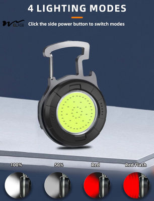 COB Mini Keychain Flashlight Rechargeable LED Torch Pocket Light 4 Modes for Outdoor