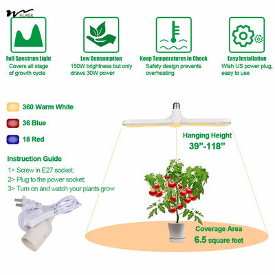 Indoor Plants 150W Sunlike Full Spectrum LED Grow Light Bulb Foldable Plant Growth Lamp
