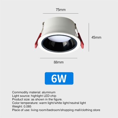 Intelligent Infinite Dimming Dual Color Embedded Spotlight for Living Room 6-20 Watts