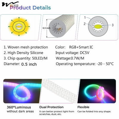 9.8ft Neon Light with USB RGB Smart IC IP65 Waterproof 50LED/M App Controllable