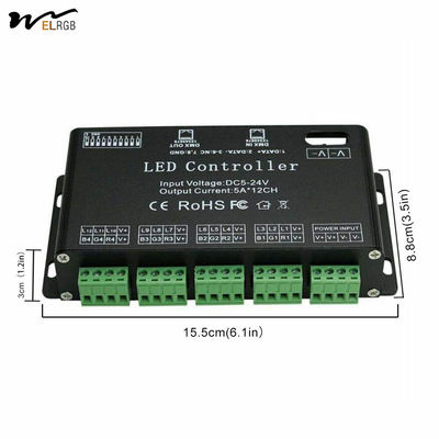 12 Channel DMX Decoder RGB LED Light Strip Controller Driver DC5V-24V LED Module Light
