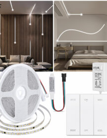6500K White LED Strip Lights 50Ft 24V Dimmable LED Tape with Wireless Control IP67 Rating