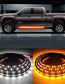 2pcs Sequential Amber Side Marker LED Running Board Lights 70 Inch Waterproof Flexible Turn Signal Light Bar for Trucks Plastic