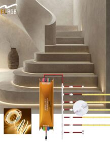 Smart Indoor Cob Waterproof LED Strip Lights for 16 Stairs Motion Sensor Stair Case Flexible LED Strip for Stair Lighting