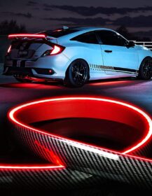 Luminous Car Spoiler Universal External Rear Roof Spoiler Tail Wing Splitter Carbon Fiber Accessory LED Strip Light