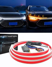 Flexible RGB Car LED Light Bar Daytime Running Hood Through-Cover Scan Start Accessory Universal Decorative Lamps for Car