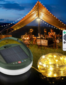 Ultra Long 10m 12m 22m Solar Camping String Lights 150LEDs USB Rechargeable Solar Light Strip LED Source