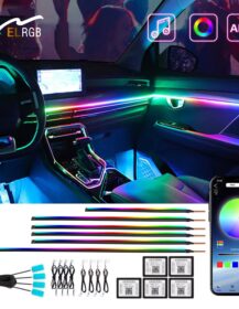 18in1 Cross-Border Hidden Acrylic LED Ambient Light Strip 256 Colors 12V Bright Retrofit for New Decorative Cars 5W Power